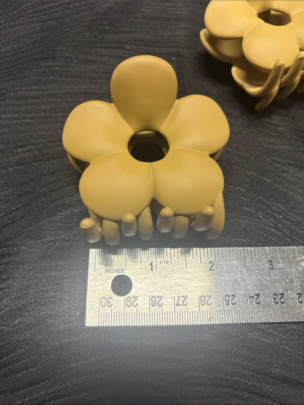 Set of 3 - Flower-Shaped Hair Claw Clip - Tan, Beige & Cream